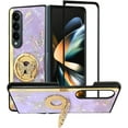 thumbnail image 2 of case for Samsung Galaxy Z Fold 4 Case for Women, Luxury Butterfly Mirror Design Kickstand Ring Strap Elegant Shockproof Protective Cover for Girls for Galaxy Z Fold 4 (Purple), 2 of 9