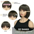 thumbnail image 5 of 【Natural Look】PHOCAS Short Brown Bob Wig with Bangs, Heat Resistant Synthetic Straight Wig for Women, 10 Inch Beginner Friendly Daily Wear, Great Gift for Mom, 5 of 8