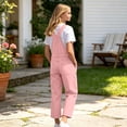 thumbnail image 6 of Bainana Plain Suspender Pants For Girls Adjustable Straps Straight Leg Twill Trousers Youth Kids Breathable Casual Overalls Pants Size 5-6 Years Pink, 6 of 6