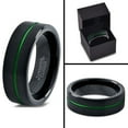 thumbnail image 4 of Tungsten Wedding Band Ring 8mm for Men Women Green Black Pipe Cut Brushed Polished Center Line Lifetime Guarantee, 4 of 4