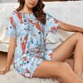 thumbnail image 4 of Gukieu Lobsters Print Women's Short-sleeved Pajama Set, Round Neck Button Top Elastic Shorts 2-piece Set, Summer Home Leisure Clothing-4X-Large, 4 of 6