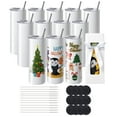 thumbnail image 1 of VEVOR 12 Pack Sublimation Tumblers 20oz Skinny Straight, Stainless Steel Sublimation Tumblers Blank, Stainless Steel Double Wall Tumbler for Heat Transfer Customized Gifts with Lid and Straw, Gift Box, 1 of 9