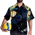 thumbnail image 4 of Crow Men's Casual Poplin Button Down Short Sleeve Hawaiian Beach Shirt, 4 of 6