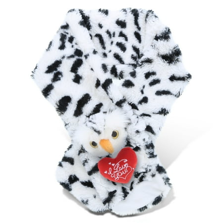 DolliBu I LOVE YOU Super Soft Plush Scarf Owl - Cute Stuffed Animal with Red Heart And With Name Personalization For Valentine, Anniversary, Romantic Date, Boyfriend or Girlfriend Gift - 34.5"