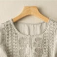 thumbnail image 4 of Womens Tops Long Sleeve Linen Cotton Top With Embroidery Breathable Casual Blouse Cotton And Linen Blend Soft Skin-Friendly Xl Sweaters For Women, 4 of 7