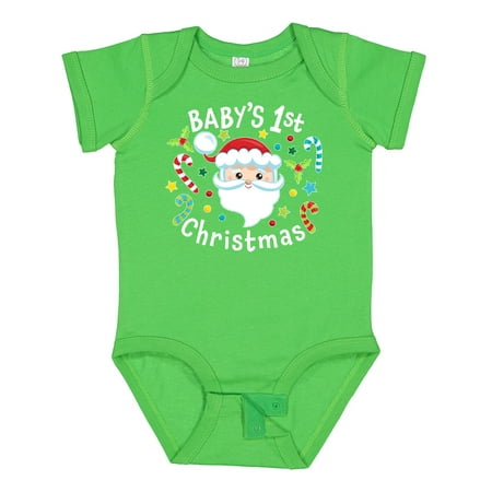

Inktastic Baby s 1st Christmas Santa with Candy Canes Boys or Girls Baby Bodysuit