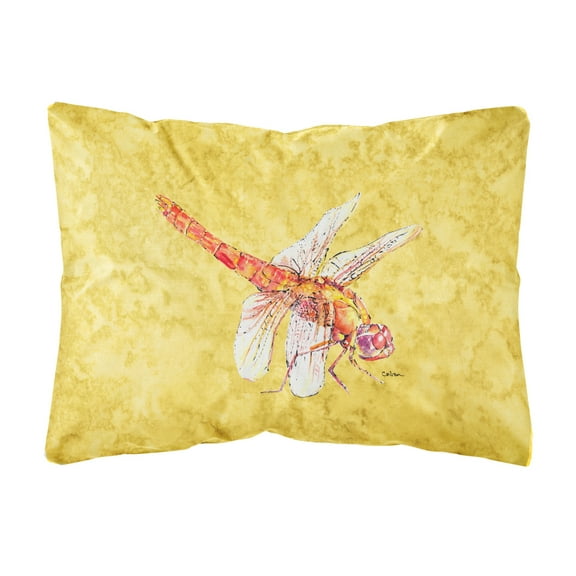 Carolines Treasures 8866PW1216 Dragonfly on Yellow Canvas Fabric Decorative Pillow, 12H x16W, multicolor