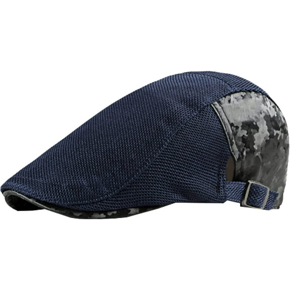 CoCopeaunts Newsboy Hats for Men Beret Summer Mesh Cap Adjustable Ivy Flat Cap Breathable Sun Hat Vintage Camouflage Newsboy Cap
