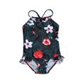 thumbnail image 2 of LSLJS Toddler Baby Girls Summer One-Piece Swimsuit Flower Print Ruffle Swimsuit, Baby Swimwear, 2 of 8