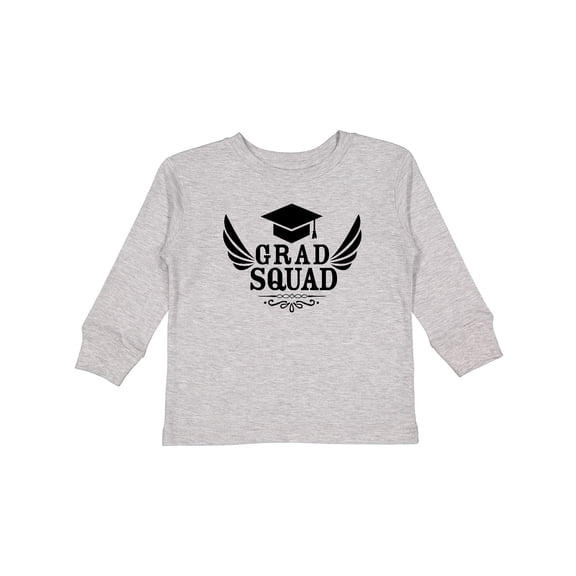 Inktastic Grad Squad with Graduation Cap and Wings Boys or Girls Long Sleeve Toddler T-Shirt