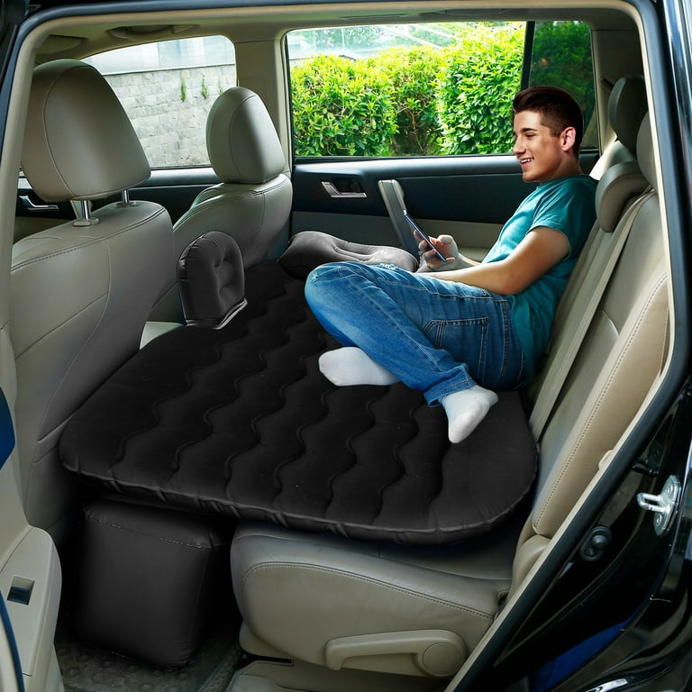 Car SUV Air Bed Sleep Travel Inflatable Mattress Seat Cushion Mat Camping +  Pump