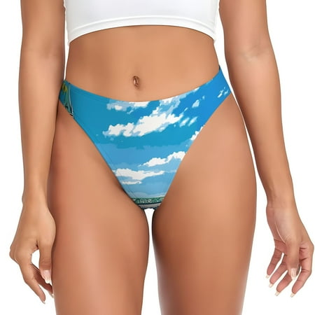 Adobk Urban Riverside Clock Tower Print Seamless Women Underwear Thongs No Show Ladies Thong No Line Breathable Comfortable Panties Undies for Women-Small