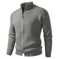 thumbnail image 1 of Cardigans pour Hommes, Cardigan à Col Mi-Haut à Fermeture Éclair, Manches Longues, Couleur Unie, Coupe Régulière, Automne et Hiver, Veste en Tricot Élastique, Cardigans pour Hommes, 1 of 5