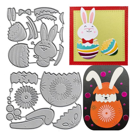Troqueles de corte NVZBL conejo de Pascua y huevo, 2 piezas, plantillas metálicas
