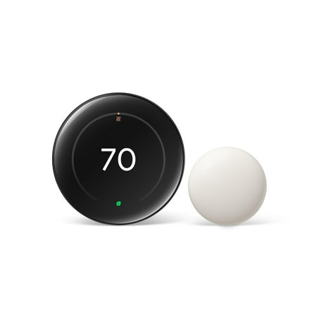 Google Nest Learning Thermostat (4th Gen) with Nest Temperature Sensor (2nd Gen) - Energy Saving Smart Thermostat with Adaptive Eco - Works with Alexa and Google Home App - Polished Obsidian
