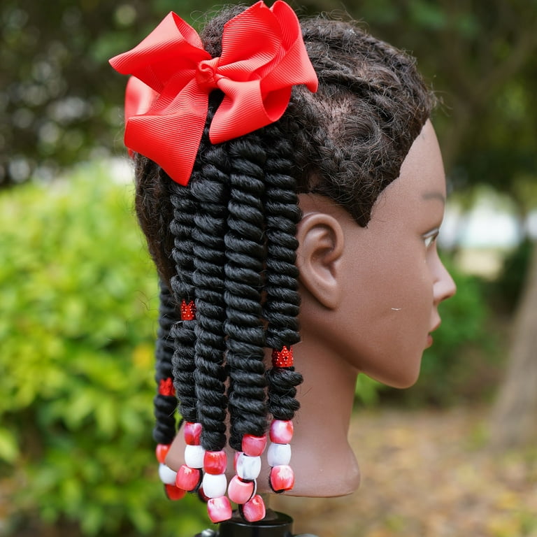 2pcs STHair Twist Dreadlock Ponytails with Beads and Bows 