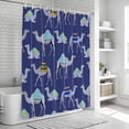 thumbnail image 5 of Dark Blue Camels Shower Curtain Set - Long 72" x 84" Washable Bathtub Curtain with 12 Hooks, Modern Watercolor Cute Funny Animals Waterproof Fabric Stall Shower Curtains for Bathroom/Bathtub Décor, 5 of 6