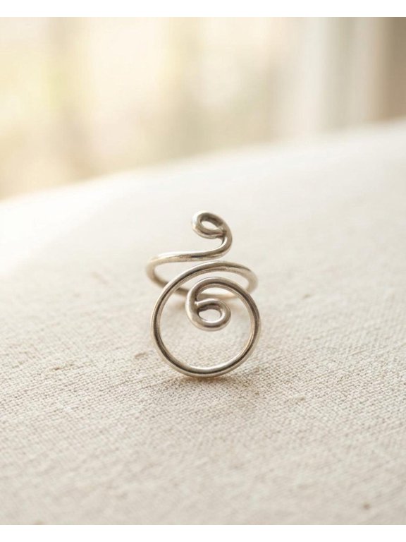 LD DESIGNS Swan Neck Splint Ring, Silver Adjustable Minimalist Fashion Ring