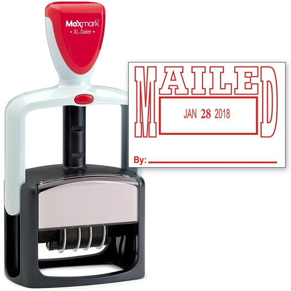 2000 PLUS Heavy Duty Style 2-Color Date Stamp with MAILED self inking stamp - Red Ink