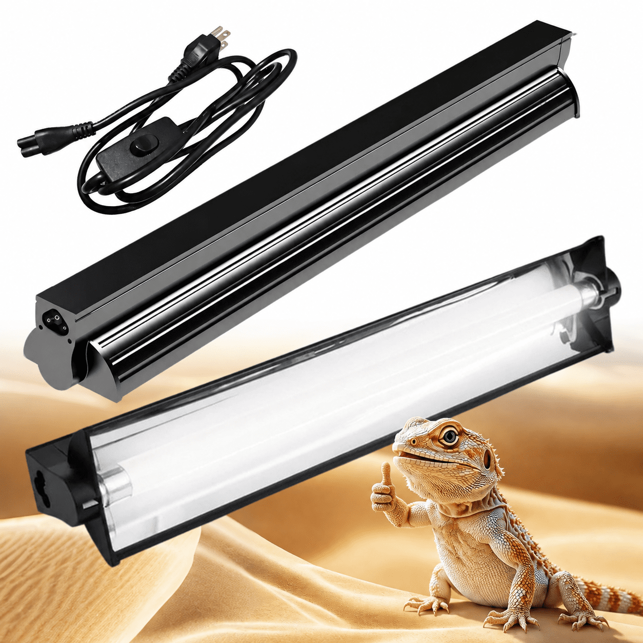Naeqieo 10.0 UVB Light for Reptiles, 8W T5 UVB Reptile Light Fixture Combo Kit for Bearded Dragon, Gecko, Tortoise, Lizard