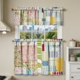 thumbnail image 5 of Boho Stripe Kitchen Curtains and Valance Set Linen Tier Curtains for Cafe Living Room Bathroom Window Treatments Rod Pocket 3 Pieces Set, H, 5 of 7