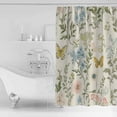 thumbnail image 4 of 54x78 Inch Shower Curtain Decorative Colorful Spring Floral Bathtub Bath Curtains Fabric Waterproof Bathroom Decor Summer Flowers Butterflies Small Stall Shower Curtain Set with 12 Hooks, 4 of 6
