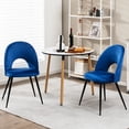 thumbnail image 3 of Gymax Ensemble de 4 Chaises de Salle à Manger en Velours, Bleu (Ensemble de 4), 3 of 9
