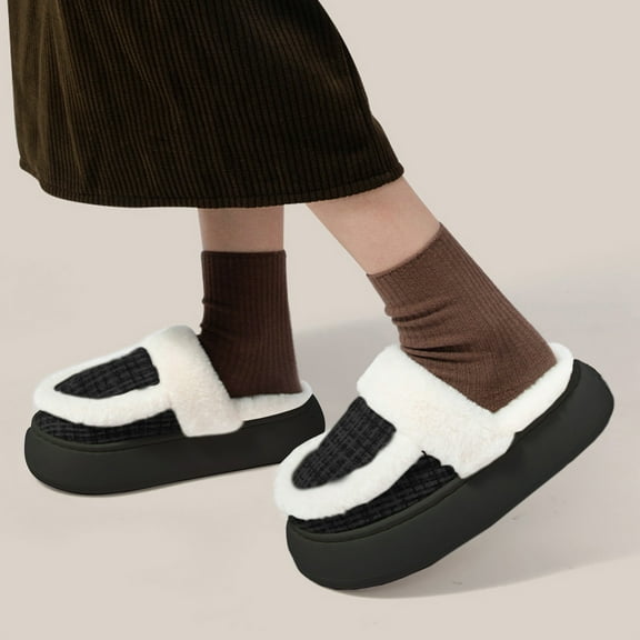 Weloille Women's Thermal Slippers Soft And Comfortable Furry Warm Fleece Lined Slippers With Non-slip Grippers, Women's Home Bedroom Slippers