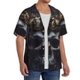 thumbnail image 2 of Pofeuu Royal Skull With Golden Crown Print Mens Casual Short Sleeve Shirts Beach Summer Spread Collar Pocket Tops Men's Casual Short-sleeved Shirt-Medium, 2 of 5