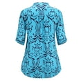 thumbnail image 6 of Haute Edition Women's Pattern and Solid 3/4 Roll Tab Sleeve Tunic Blouse Top, 6 of 7