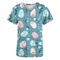 thumbnail image 5 of Kctiaxy Scrub Tops Women Colorful Eggs Print Graphic Easter Tshirts for Women V-neck Short Sleeve Tops for Women with Pockets, 5 of 5