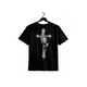 thumbnail image 1 of Camiseta deportiva de cuello redondo para hombre con diseño de cruz y mano en oración, 95% elastano, tejido microelástico, manga corta, color negro, para gimnasio y fitness., 1 of 6