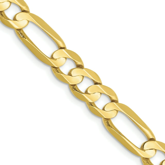 10k Yellow Gold 6.75mm Concave Figaro Chain Necklace Pendant Charm