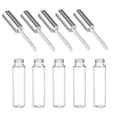 5 Empty PET Clear Lip Gloss Bottle 8ML Tube Balm Container Stopper Not