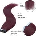 thumbnail image 3 of SEGO 20pcs Human Hair Extensions Tape in Balayage Chocolate Brown Natural Hair Extensions Tape in Real Hair Straight 12-24 inch, 3 of 8
