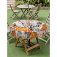 thumbnail image 3 of Outdoor Tablecloth with Umbrella Hole and Zipper, Orange Pumpkin Gnomes Fall Round Table Cloth 60 Inch Waterproof Tablecloth, Branches Thanksgiving Leaves Wooden Picnic Table Cover for Patio Camping, 3 of 7