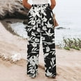 thumbnail image 4 of Jamsmile Women Pants Buttons Summer Stripe Print Casual Beach Pants Trousers High Waisted Wide Leg Pants With Pockets, 4 of 9