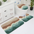 thumbnail image 4 of Earth Tone Wave 3-Piece Bath Rug Set, Non-Slip Polyester Bathroom Mats, Plush Shaggy Absorbent Washable Rugs with Toilet Lid Cover & U-Shaped Mat for Modern Bathroom Decor, 4 of 5