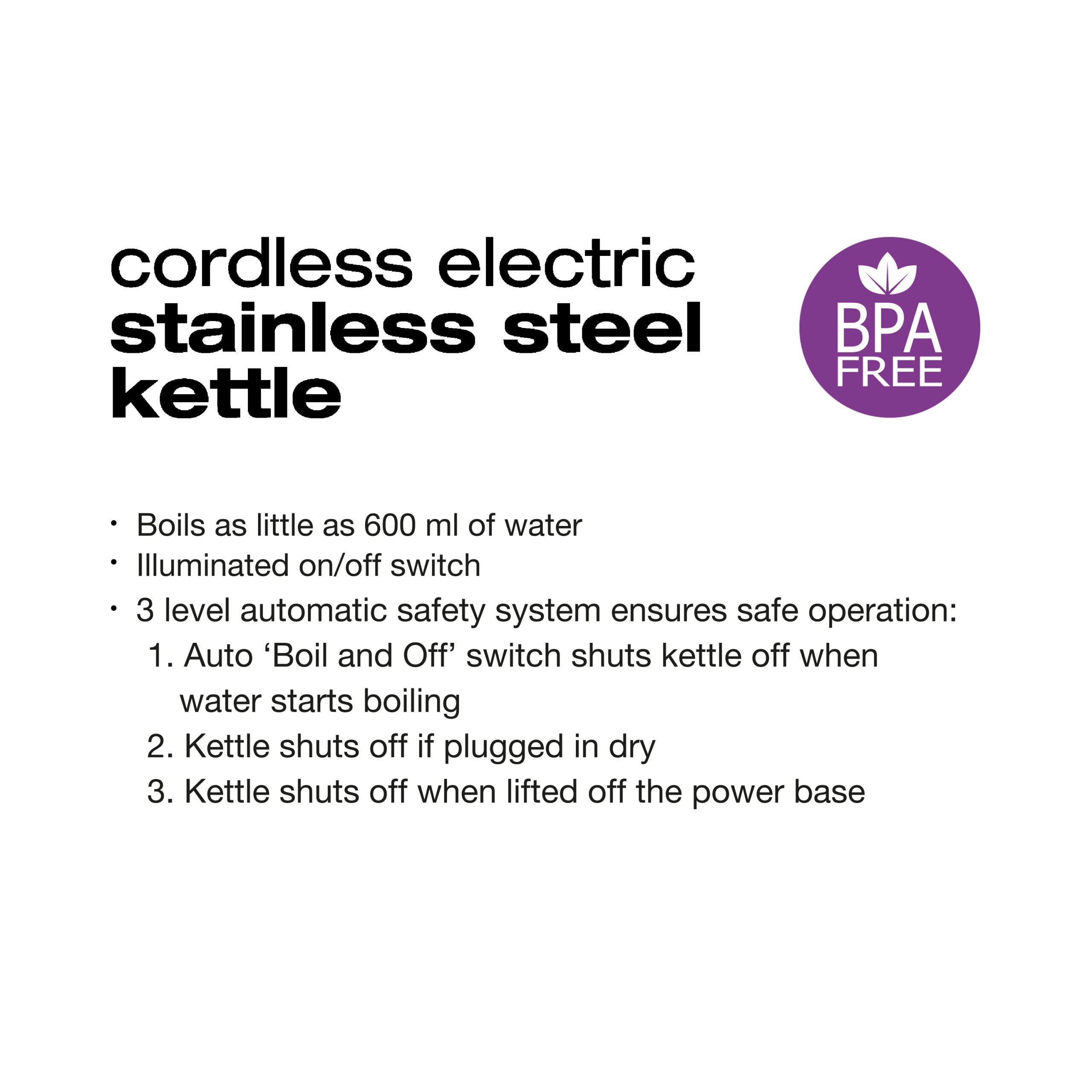 Salton Cordless Electric Stainless Steel Kettle
