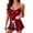 Wine, variant on Erwazi Womens Pajama Sets 2 Piece Heart Print Camisole Ruffle Drawstring Waist Shorts Daily Loungewear Sets