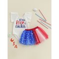 thumbnail image 3 of BemeyourBBs Girls 4th of July Outfits Letter Print Romper A-line Tulle Skirt, 3 of 9