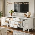 thumbnail image 5 of Atumcto Farmhouse TV Stand with Carved Doors, 3 Drawers & Adjustable Shelves, White, 5 of 11