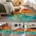 thumbnail image 5 of Round Rugs 8Ft, Abstract Round Area Rug Washable Indoor Throw Carpet, Orange Teal Green Gradient Fluid Modern Oil Painting Large Non Slip Circle Rug for Kids Room RV Home Decor Aesthetic, 5 of 8