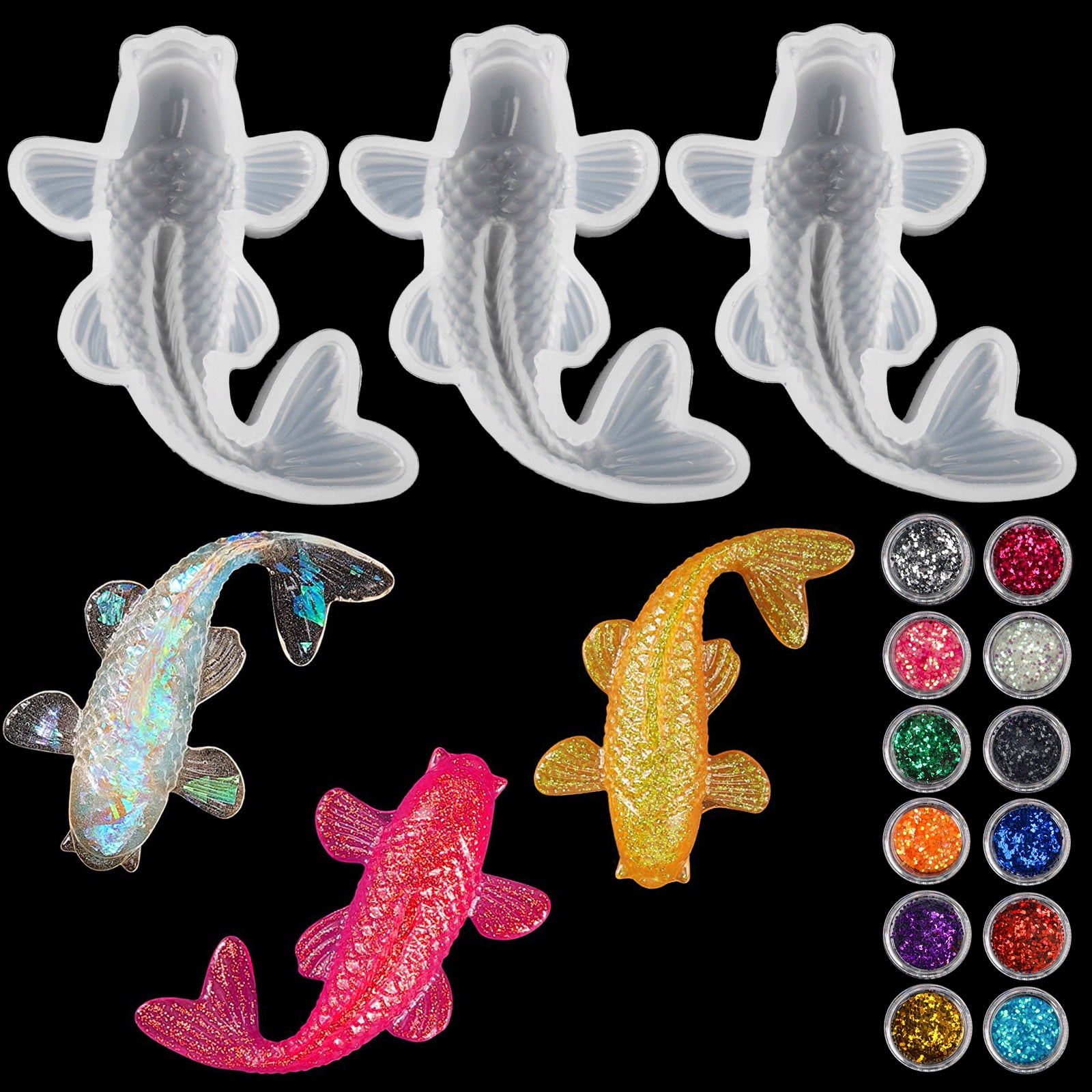 3D Lucky Koi Fish Silicone Mold DIY Resin Casting Art Jewelry Making Craft L^