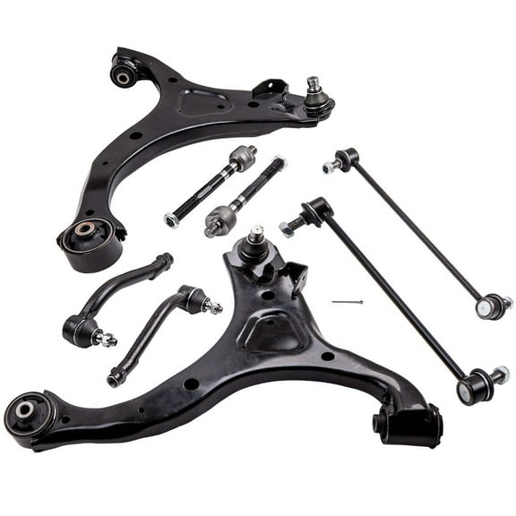 maXpeedingrods 8Pc Front Lower Control Arms for Hyundai Santa Fe 2007-2012 Kia Sorento 2011-2013, Suspension Kit w/Sway Bar Links Outer Inner Tie Rods
