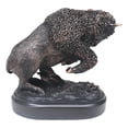 thumbnail image 4 of Rustique Western Charge Statue de Résine Électrolytique de Bronze de Bison Américain, 4 of 7