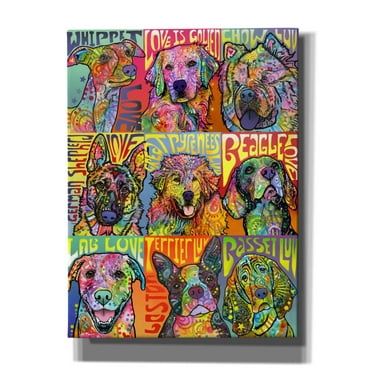 Epic Graffiti 'Nine Up of Dogs' by Dean Russo, Giclee Canvas Wall Art, 12"x16"