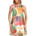 thumbnail image 1 of Balery Succulent And Cactus Vestidos de verano para mujer con estampado: vestido holgado sin mangas, vestido playero informal y cómodo para días calurosos., 1 of 7