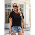 thumbnail image 6 of Women'S Short Sleeve Shirts Dressy Lace Summer Tops 2025 Spring Trendy Casual T-Shirts Cute Blouses Black XXL, 6 of 8