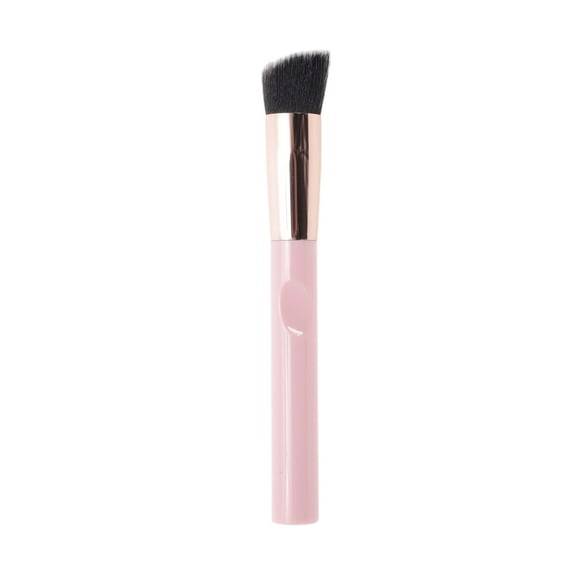 Unique Bargains 1 Pc Durable Angled Foundation Brush Pink Nylon Hair Aluminum Tube Plastic Handle